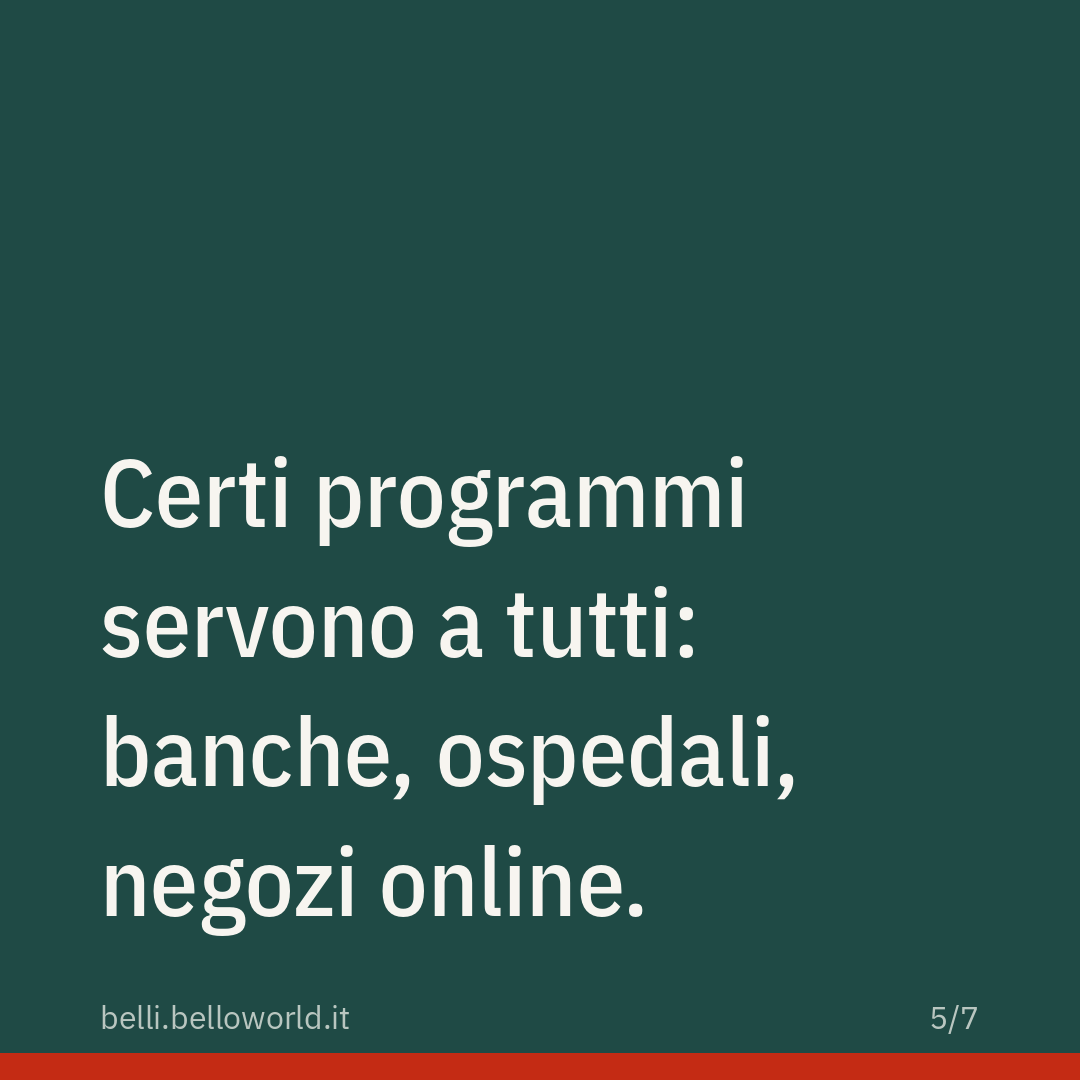 Certi programmi servono a tutti: banche, ospedali, negozi online.