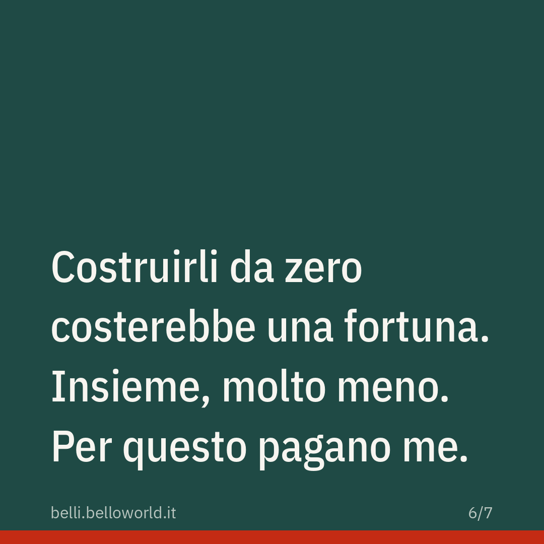 Costruirli da zero costerebbe una fortuna. Insieme, molto meno. Per questo pagano me.