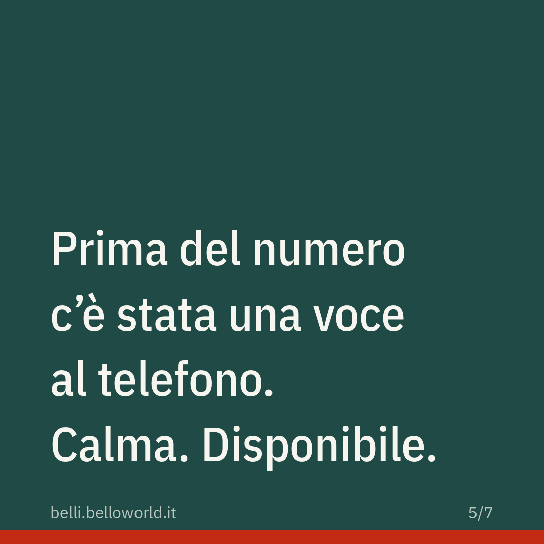 Prima del numero c'è stata una voce al telefono. Calma. Disponibile.