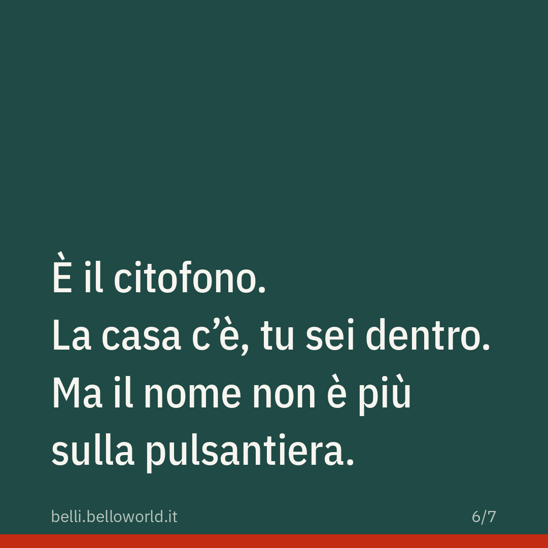 È il citofono. La casa c'è, tu sei dentro. Ma il nome non è più sulla pulsantiera.